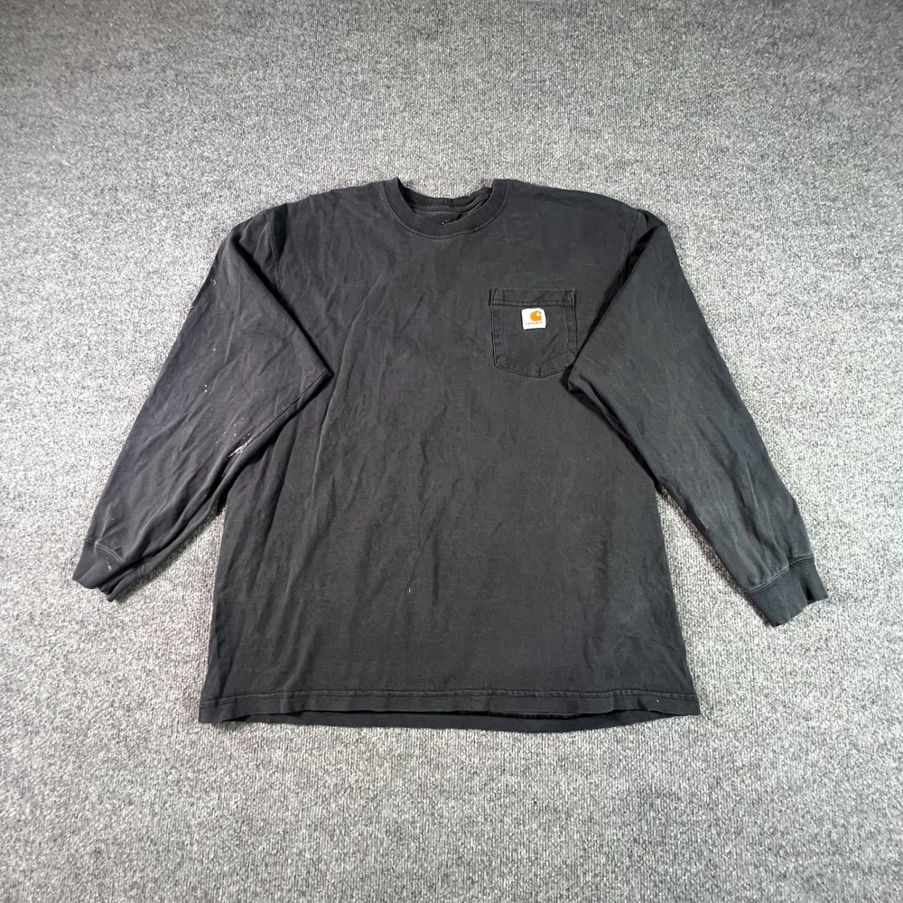 Carhartt Long Sleeve Pocket T-Shirt Mens Large Faded Black K126 Streetwear